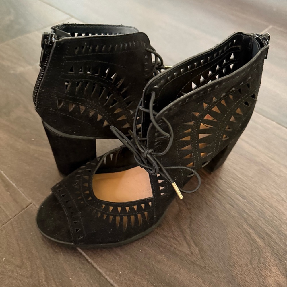 The Buckle Black Lace-Up Women's Heels